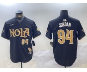 Men's New Orleans Saints #94 Cameron Jordan Number Black Nola Baseball Jersey