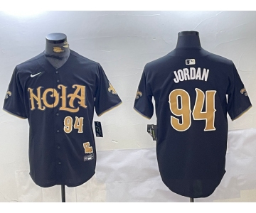 Men's New Orleans Saints #94 Cameron Jordan Number Black Nola Baseball Jersey