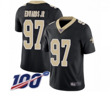 Men's New Orleans Saints #97 Mario Edwards Jr Black Team Color Vapor Untouchable Limited Player 100th Season Football Jersey