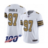 Men's New Orleans Saints #97 Mario Edwards Jr Limited White Rush Vapor Untouchable 100th Season Football Jersey