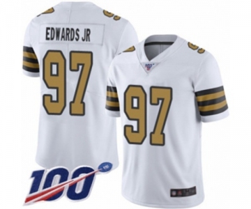 Men's New Orleans Saints #97 Mario Edwards Jr Limited White Rush Vapor Untouchable 100th Season Football Jersey