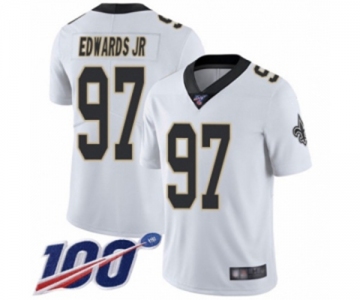 Men's New Orleans Saints #97 Mario Edwards Jr White Vapor Untouchable Limited Player 100th Season Football Jersey