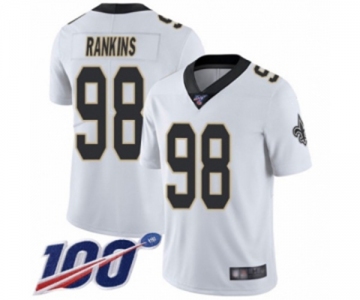 Men's New Orleans Saints #98 Sheldon Rankins White Vapor Untouchable Limited Player 100th Season Football Jersey