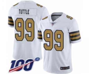 Men's New Orleans Saints #99 Shy Tuttle Limited White Rush Vapor Untouchable 100th Season Football Jersey