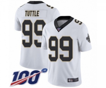 Men's New Orleans Saints #99 Shy Tuttle White Vapor Untouchable Limited Player 100th Season Football Jersey