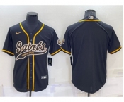 Men's New Orleans Saints Blank Black Stitched Cool Base Nike Baseball Jersey