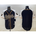 Men's New Orleans Saints Blank Black White 1987 Legacy Cool Base Stitched Baseball Jersey