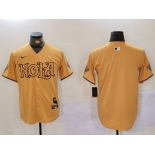 Men's New Orleans Saints Blank Gold Cool Base Stitched Baseball Jersey