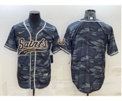 Men's New Orleans Saints Blank Grey Camo With Patch Cool Base Stitched Baseball Jersey