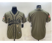 Men's New Orleans Saints Blank Olive Salute to Service Cool Base Stitched Baseball Jersey