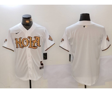 Men's New Orleans Saints Blank White Nola Baseball Jersey