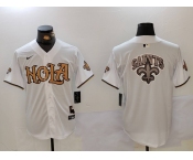 Men's New Orleans Saints Blank White Nola Baseball Jerseys