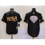 Men's New Orleans Saints Team Big Logo Black Cool Base Stitched Baseball Jersey