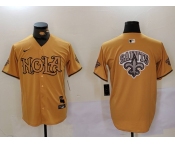 Men's New Orleans Saints Team Big Logo Gold Cool Base Stitched Baseball Jersey