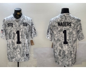 Men's New York Giants #1 Malik Nabers 2024 F.U.S.E Arctic Camo Salute To Service Limited Stitched Football Jersey