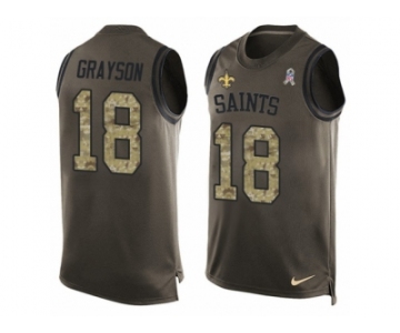 Men's Nike New Orleans Saints #18 Garrett Grayson Limited Green Salute to Service Tank Top NFL Jersey