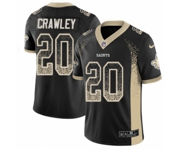 Men's Nike New Orleans Saints #20 Ken Crawley Limited Black Rush Drift Fashion NFL Jersey