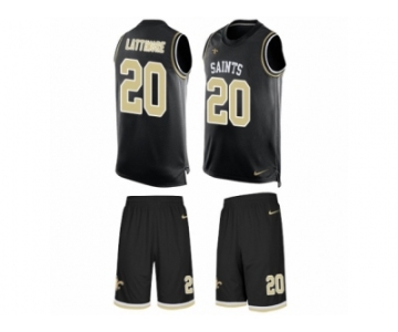 Men's Nike New Orleans Saints #20 Marshon Lattimore Limited Black Tank Top Suit NFL Jersey