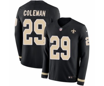 Men's Nike New Orleans Saints #29 Kurt Coleman Limited Black Therma Long Sleeve NFL Jersey