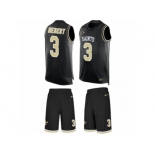 Men's Nike New Orleans Saints #3 Bobby Hebert Limited Black Tank Top Suit NFL Jersey