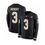 Men's Nike New Orleans Saints #3 Bobby Hebert Limited Black Therma Long Sleeve NFL Jersey