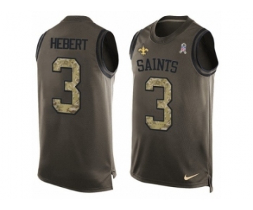 Men's Nike New Orleans Saints #3 Bobby Hebert Limited Green Salute to Service Tank Top NFL Jersey