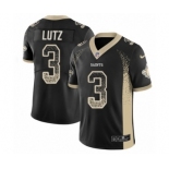 Men's Nike New Orleans Saints #3 Wil Lutz Limited Black Rush Drift Fashion NFL Jersey