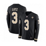 Men's Nike New Orleans Saints #3 Wil Lutz Limited Black Therma Long Sleeve NFL Jersey