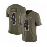 Men's Nike New Orleans Saints #4 Tom Savage Limited Olive 2017 Salute to Service NFL Jersey