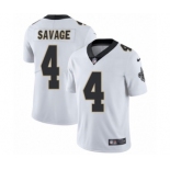 Men's Nike New Orleans Saints #4 Tom Savage White Vapor Untouchable Limited Player NFL Jersey