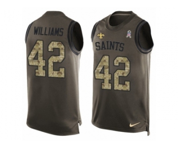 Men's Nike New Orleans Saints #42 Marcus Williams Limited Green Salute to Service Tank Top NFL Jersey