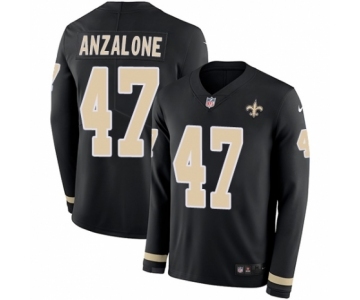 Men's Nike New Orleans Saints #47 Alex Anzalone Limited Black Therma Long Sleeve NFL Jersey