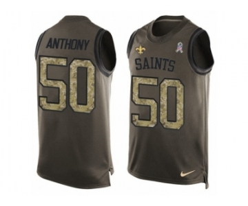 Men's Nike New Orleans Saints #50 Stephone Anthony Limited Green Salute to Service Tank Top NFL Jersey