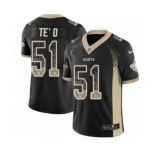 Men's Nike New Orleans Saints #51 Manti Te'o Limited Black Rush Drift Fashion NFL Jersey