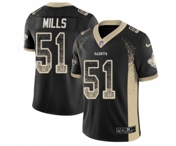 Men's Nike New Orleans Saints #51 Sam Mills Limited Black Rush Drift Fashion NFL Jersey