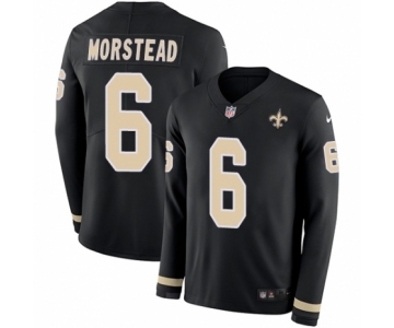 Men's Nike New Orleans Saints #6 Thomas Morstead Limited Black Therma Long Sleeve NFL Jersey