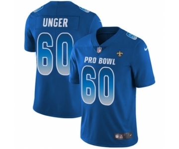 Men's Nike New Orleans Saints #60 Max Unger Limited Royal Blue NFC 2019 Pro Bowl NFL Jersey