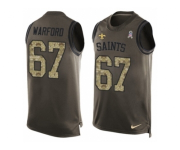 Men's Nike New Orleans Saints #67 Larry Warford Limited Green Salute to Service Tank Top NFL Jersey