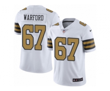 Men's Nike New Orleans Saints #67 Larry Warford Limited White Rush NFL Jersey