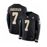 Men's Nike New Orleans Saints #7 Morten Andersen Limited Black Therma Long Sleeve NFL Jersey