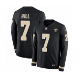 Men's Nike New Orleans Saints #7 Taysom Hill Limited Black Therma Long Sleeve NFL Jersey