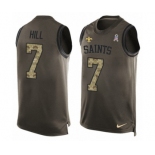 Men's Nike New Orleans Saints #7 Taysom Hill Limited Green Salute to Service Tank Top NFL Jersey