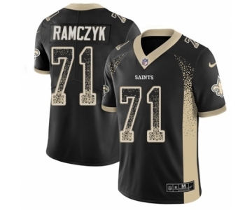 Men's Nike New Orleans Saints #71 Ryan Ramczyk Limited Black Rush Drift Fashion NFL Jersey