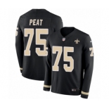 Men's Nike New Orleans Saints #75 Andrus Peat Limited Black Therma Long Sleeve NFL Jersey