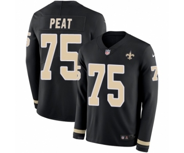 Men's Nike New Orleans Saints #75 Andrus Peat Limited Black Therma Long Sleeve NFL Jersey