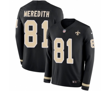 Men's Nike New Orleans Saints #81 Cameron Meredith Limited Black Therma Long Sleeve NFL Jersey