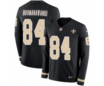 Men's Nike New Orleans Saints #84 Michael Hoomanawanui Limited Black Therma Long Sleeve NFL Jersey