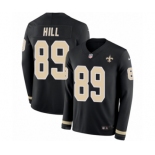 Men's Nike New Orleans Saints #89 Josh Hill Limited Black Therma Long Sleeve NFL Jersey