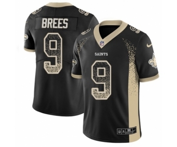 Men's Nike New Orleans Saints #9 Drew Brees Limited Black Rush Drift Fashion NFL Jersey