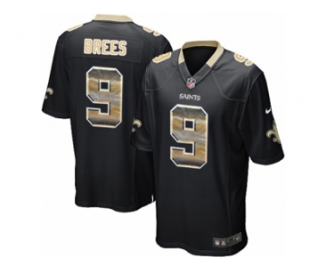 Men's Nike New Orleans Saints #9 Drew Brees Limited Black Strobe NFL Jersey